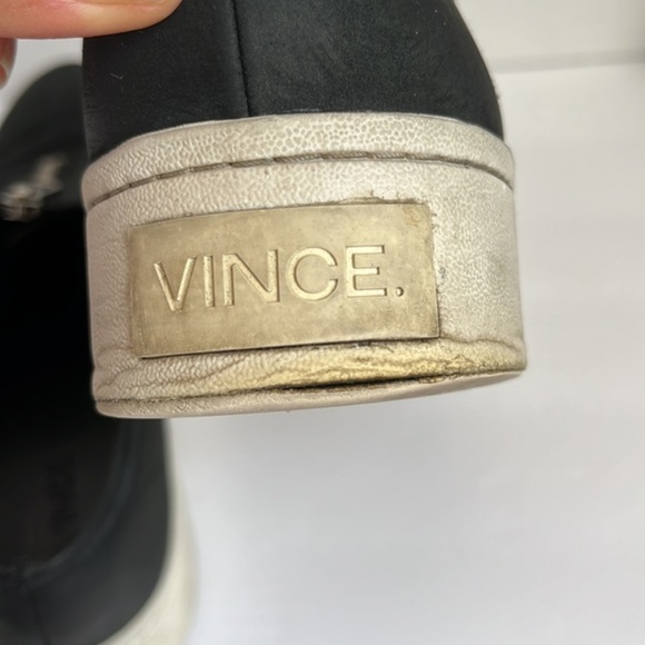 Vince Black Warner Zip-Front Platform Leather Slip on Sneakers Size 8 - Picture 7 of 9